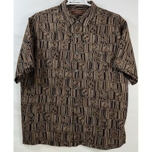 Men's Tori Richard Honolulu Short Sleeve Hawaiian Camp Shirt Brown & Tan XL‎